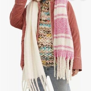 Free People Pink and Cream Striped Scarf